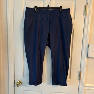 Lane Bryant 3/4 length pants, zipped with hook and bar fastener.  Navy
